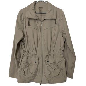 Duluth Trading‎ Co Women’s XL Jacket Taupe Khaki Zip Front Utility Pockets